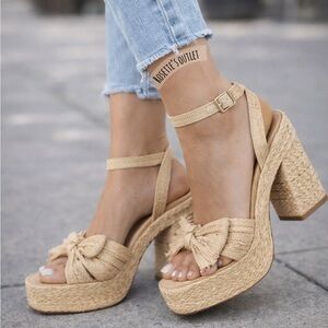 STEVE MADDEN ROMEY RAFFIA PLATFORM HEELS new in film